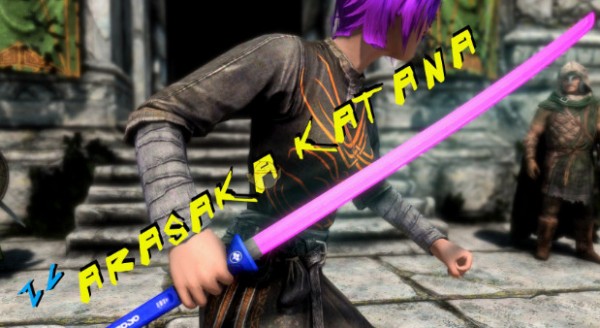 上古卷轴5重制版赛博朋克2077武士刀MOD