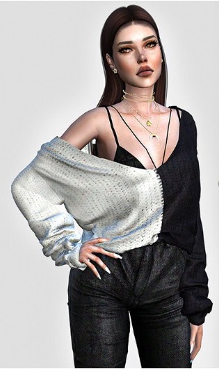 模拟人生4双色的针织毛衣MOD