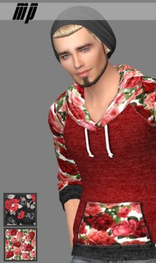 模拟人生4男士美丽印花连帽衫MOD